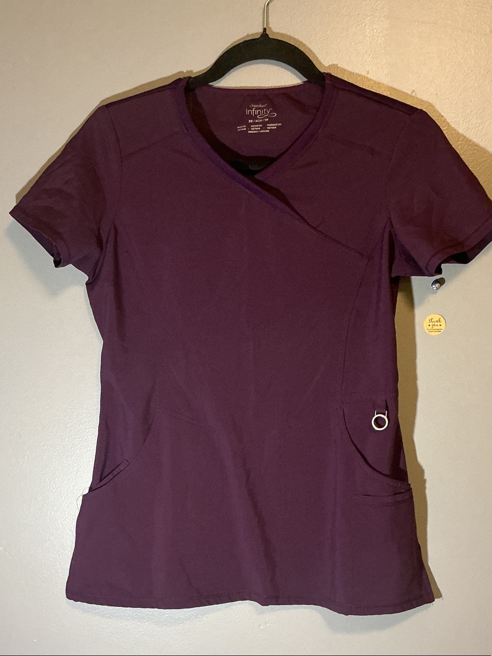 Infinity by Cherokee Plum Short-Sleeve V-Neck Scrub Top size XS